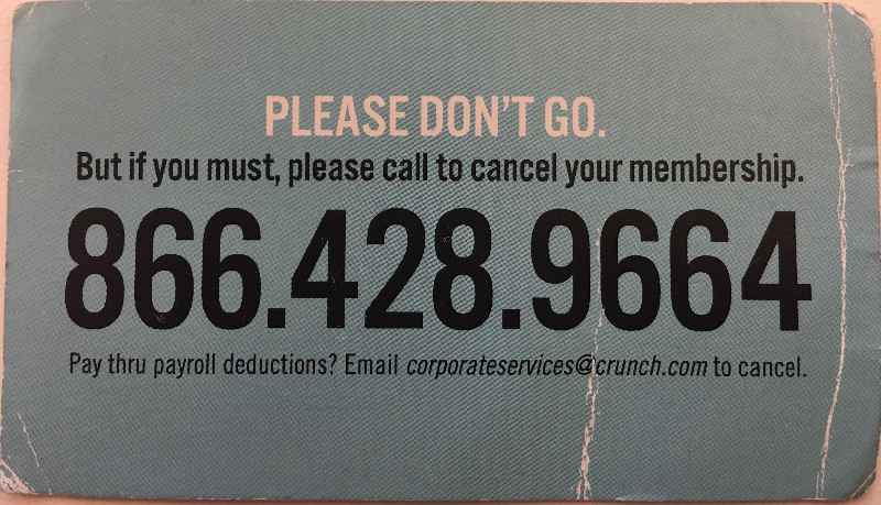 Can you cancel Crunch membership over the phone