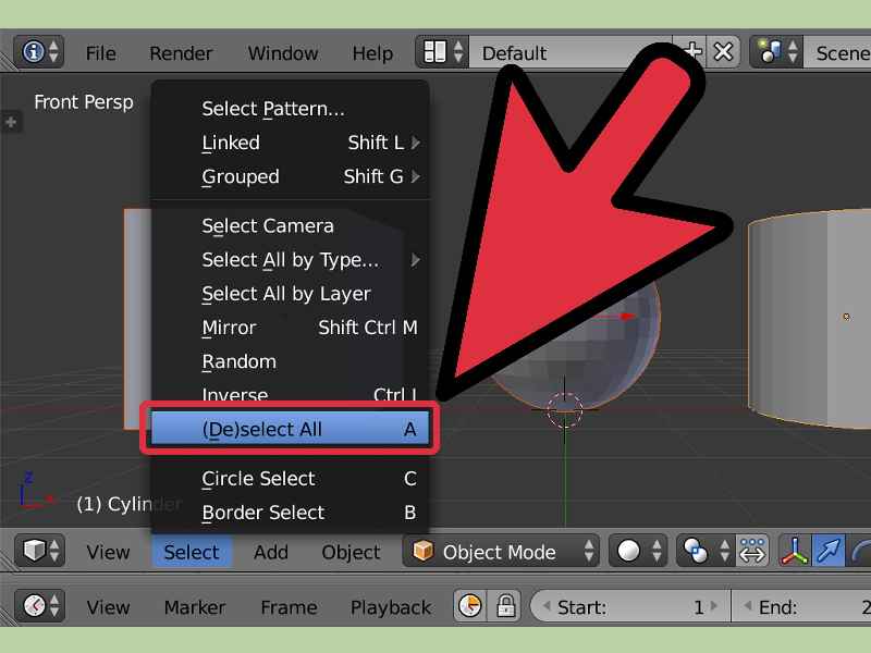 How do you select all objects in blender