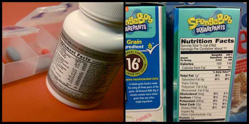 What is the difference between a supplement label and a nutrition label