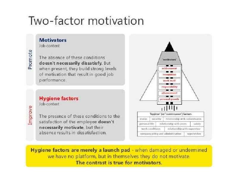 What is the difference between motivation factors and hygiene factors quizlet