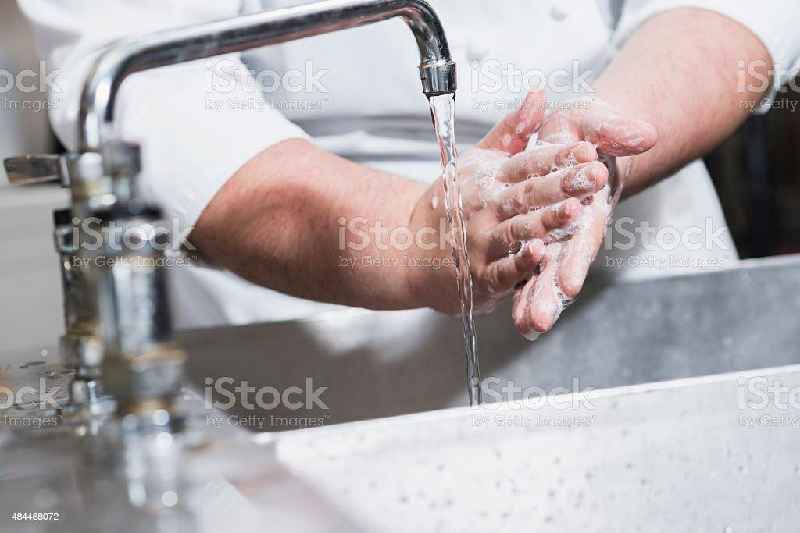 Where can a food worker wash his hands quizlet
