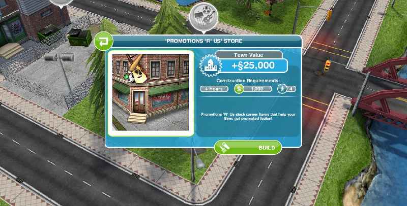 Where is the promotions R Us store in sims Freeplay