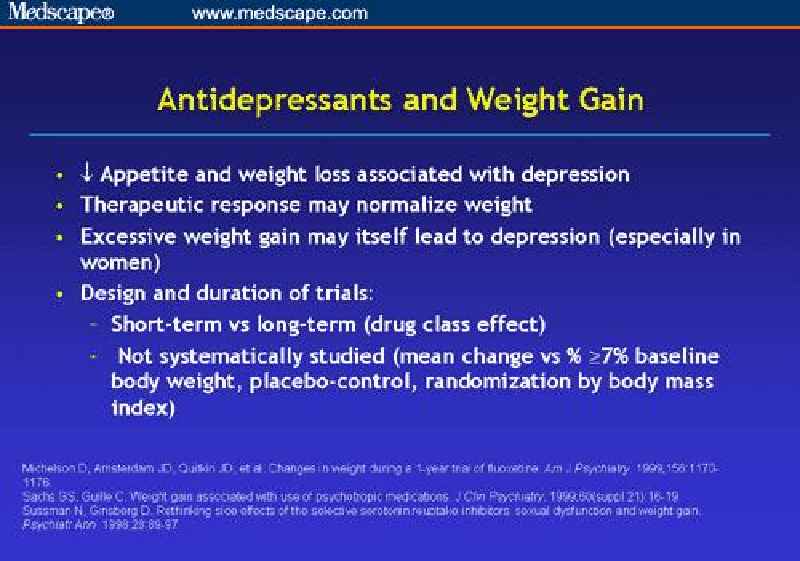 Which antidepressants do not cause weight gain